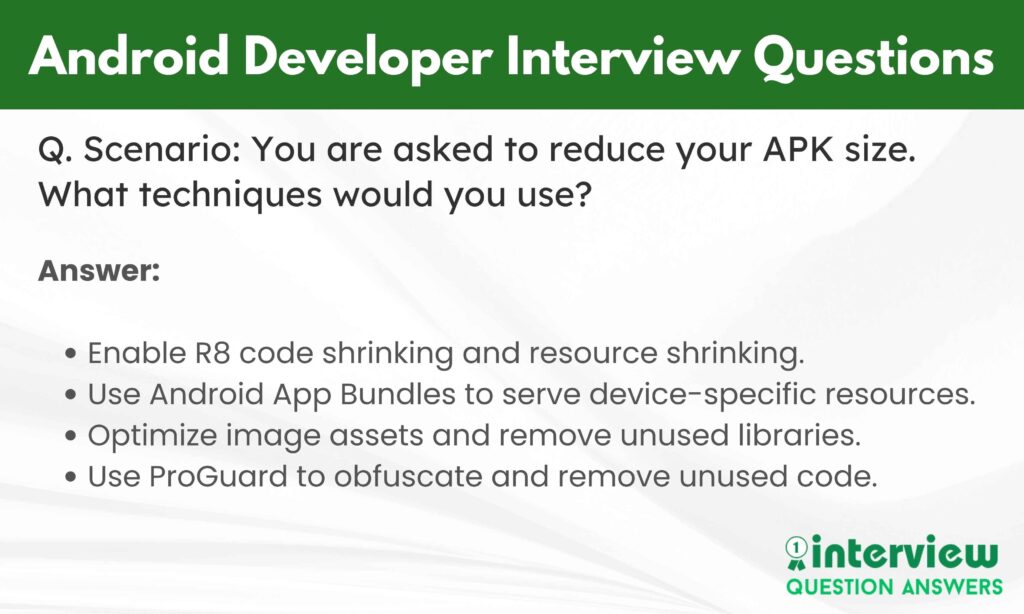 Android Developer Interview Questions Answers