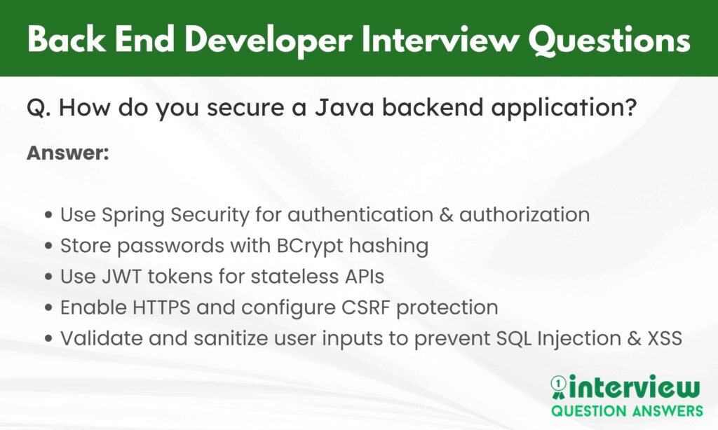 Back End Developer Interview Questions Answers