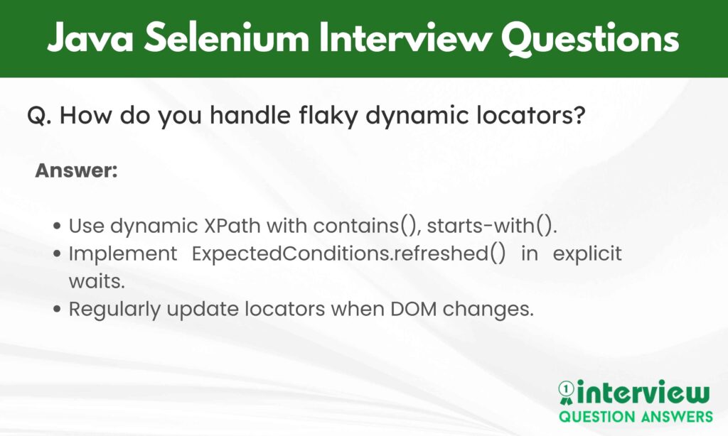 Java Selenium Interview Questions Answers
