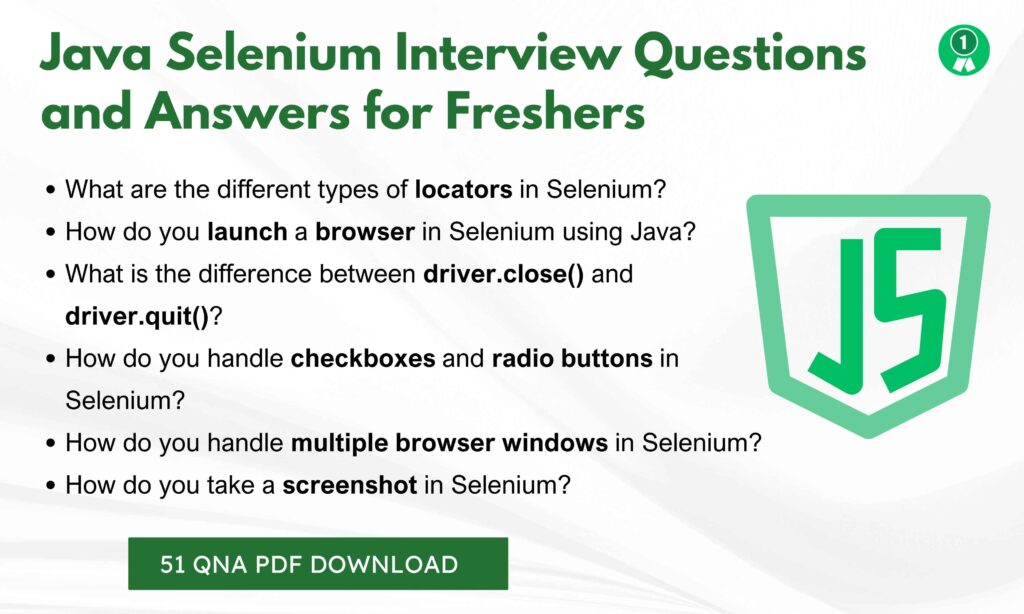 Java Selenium Interview Questions Freshers