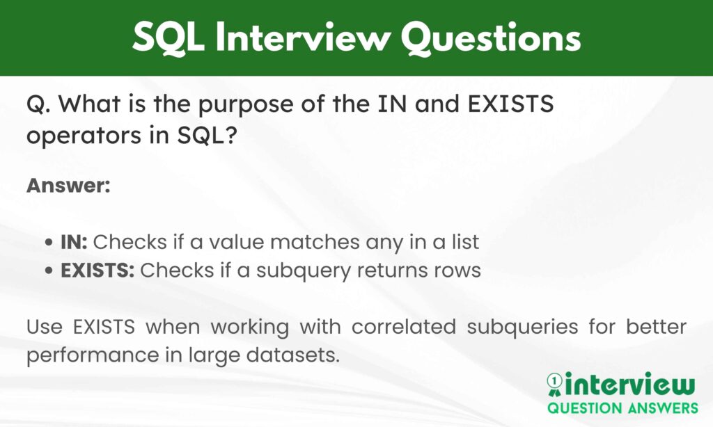 SQL Interview Questions Answers