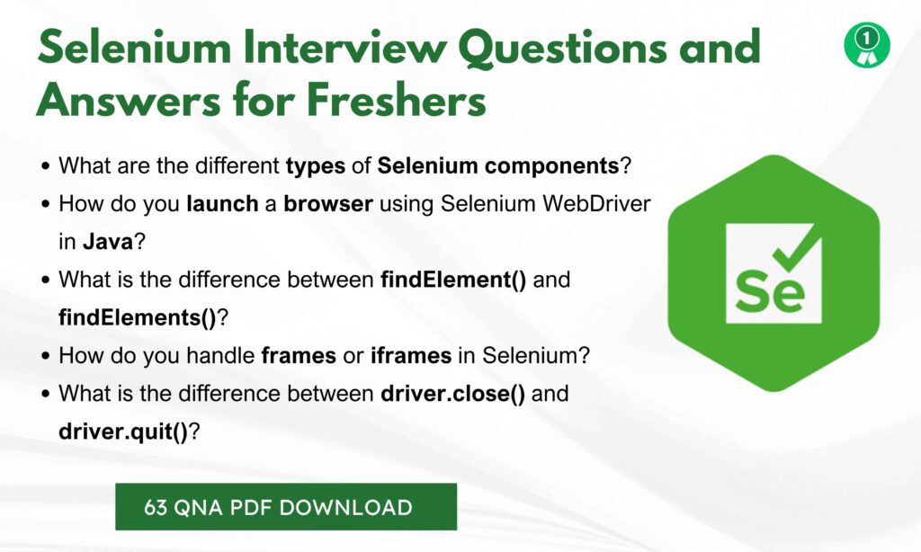 Selenium Interview Questions Freshers