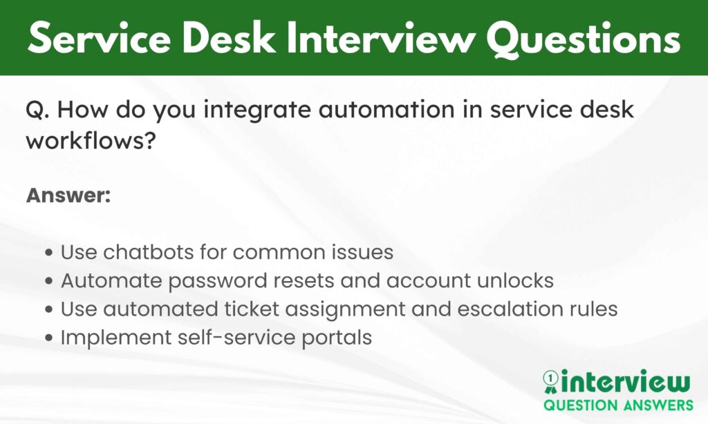 Service Desk Interview Questions Answers