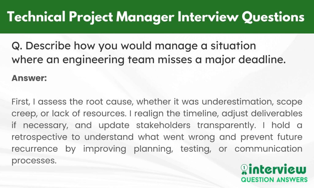 Technical Project Manager Interview Questions Answers